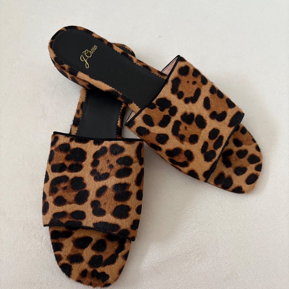 J Crew calf hair leopard slide Sandals - Picture 3 of 3